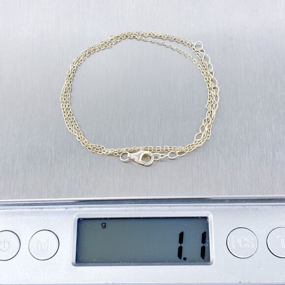 Vintage Sterling Silver 925 1.1mm Adjustable Cable Chain Necklace 16"-18" - Picture 3 of 3